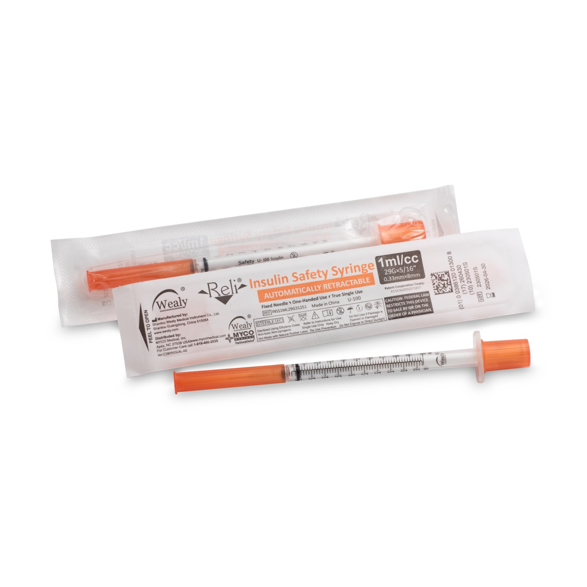 RELI® WEALY® Retractable Safety Insulin Syringes